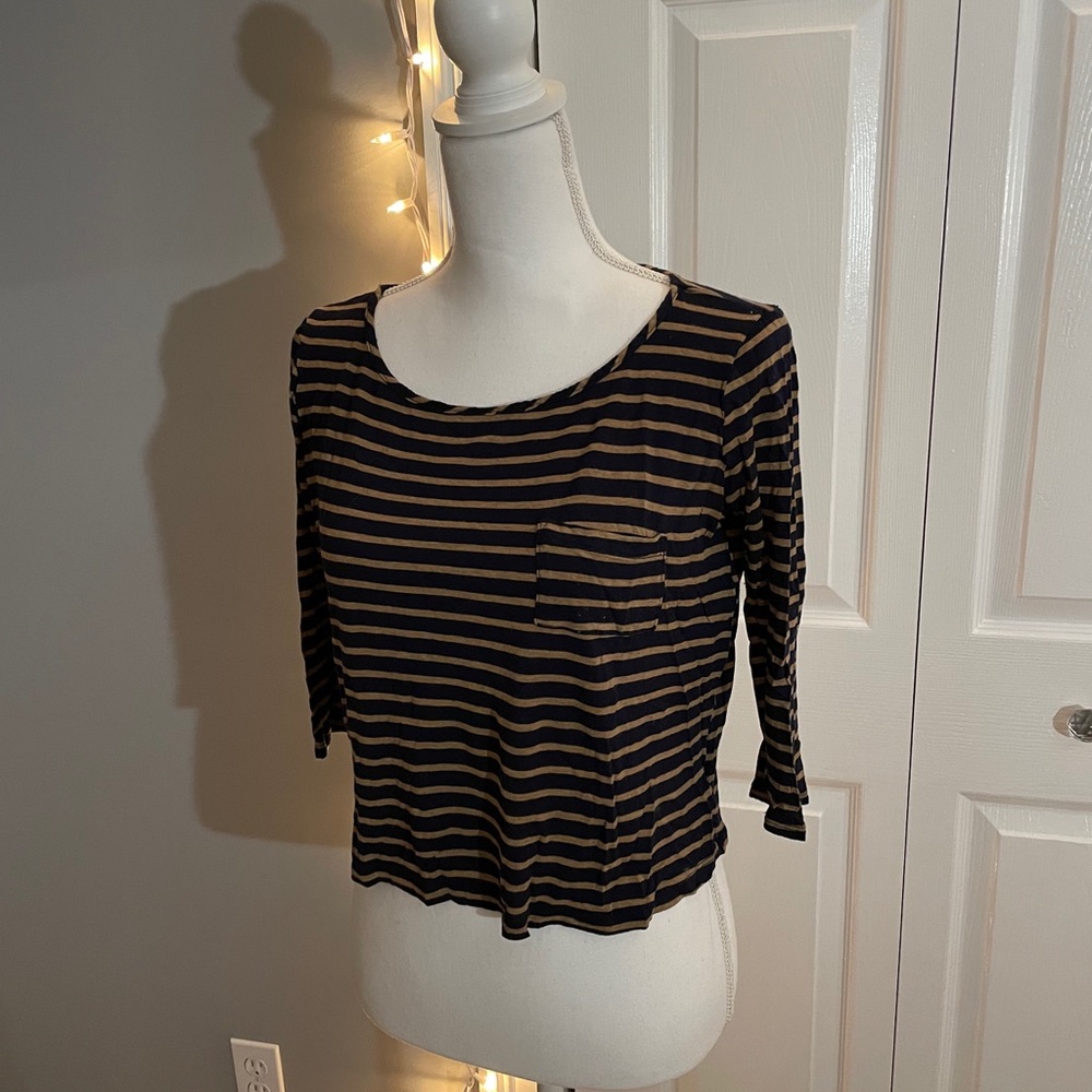 Forever 21 Cropped Striped Long Sleeve